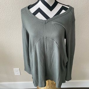 Rebel Sugar || olive green baby doll flowy knit top